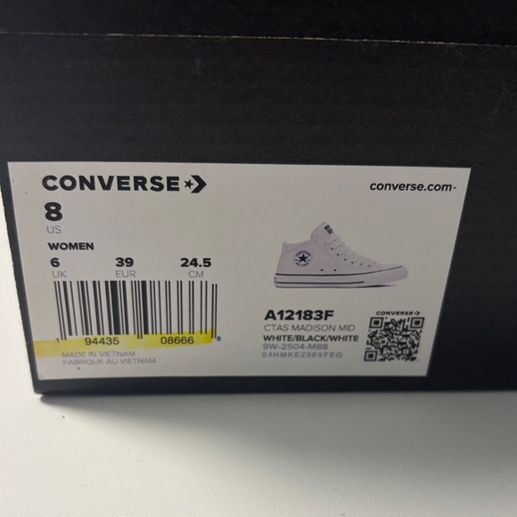 Converse Classic White and Black Canvas High-Tops Madison Mid - Picture 6 of 6